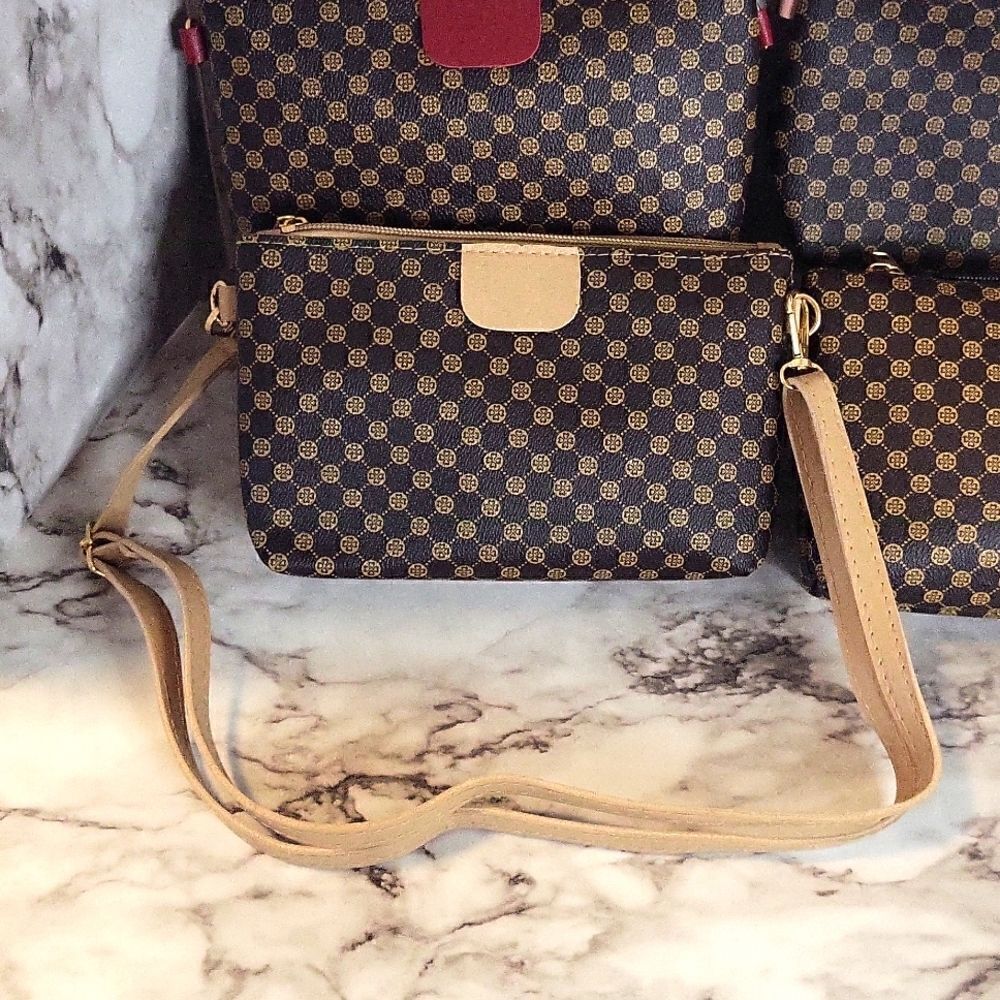Mini Vegan Leather Print Monogram Square Zipper Crossbody